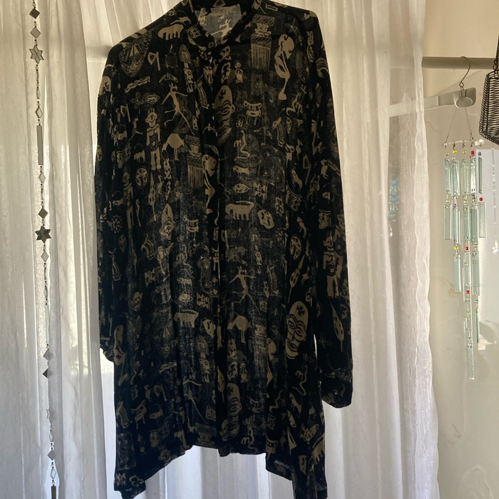 Essentials Black and Beige Graphic Shirt